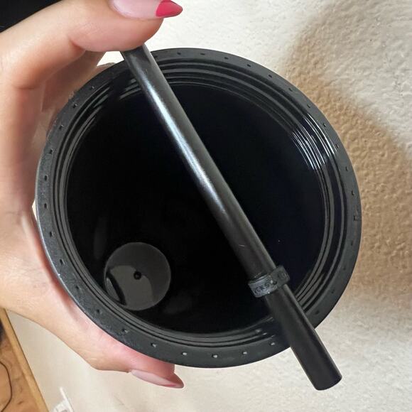 NEW Starbucks 2017 Cold Cup Tumbler 24 OZ Venti Matte Black Star S Pattern - Picture 6 of 6